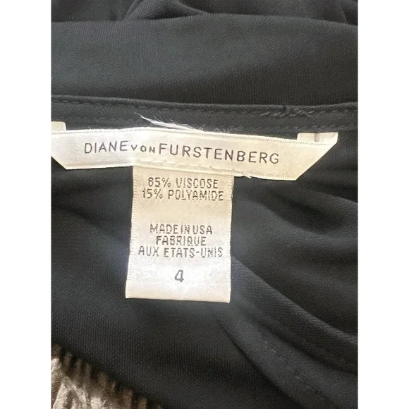 Diane Von Furstenberg Viscose Wrap Dress In Black Women's Size 4 - Picture 5 of 7